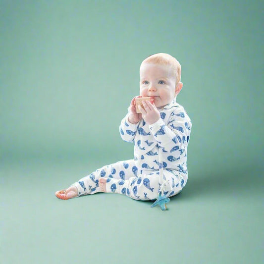 All - in - One Footed Pajamas with Attachable Bib - Curiosity Cottage