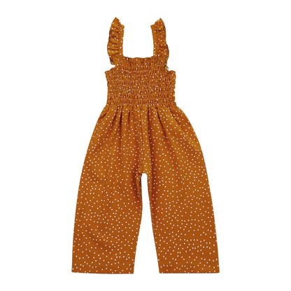 Polka Dot Playtime: Toddler Girl's Ruffled Suspender Jumpsuit - Curiosity Cottage