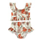Splash of Fun: Toddler Girl Bikini Set with Flower/Bull Head Print - Curiosity Cottage