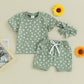 Sunshine Smiles: Toddler Girl Floral Outfit with Headband - Curiosity Cottage