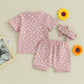 Sunshine Smiles: Toddler Girl Floral Outfit with Headband - Curiosity Cottage