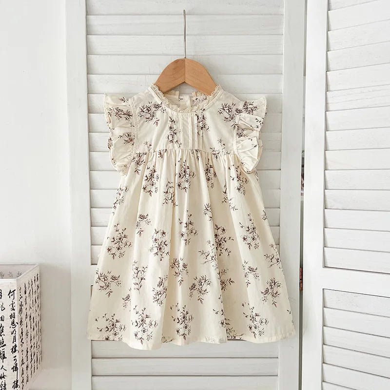 Twirling Blooms: Girls' Summer Flower Print Dress - Curiosity Cottage